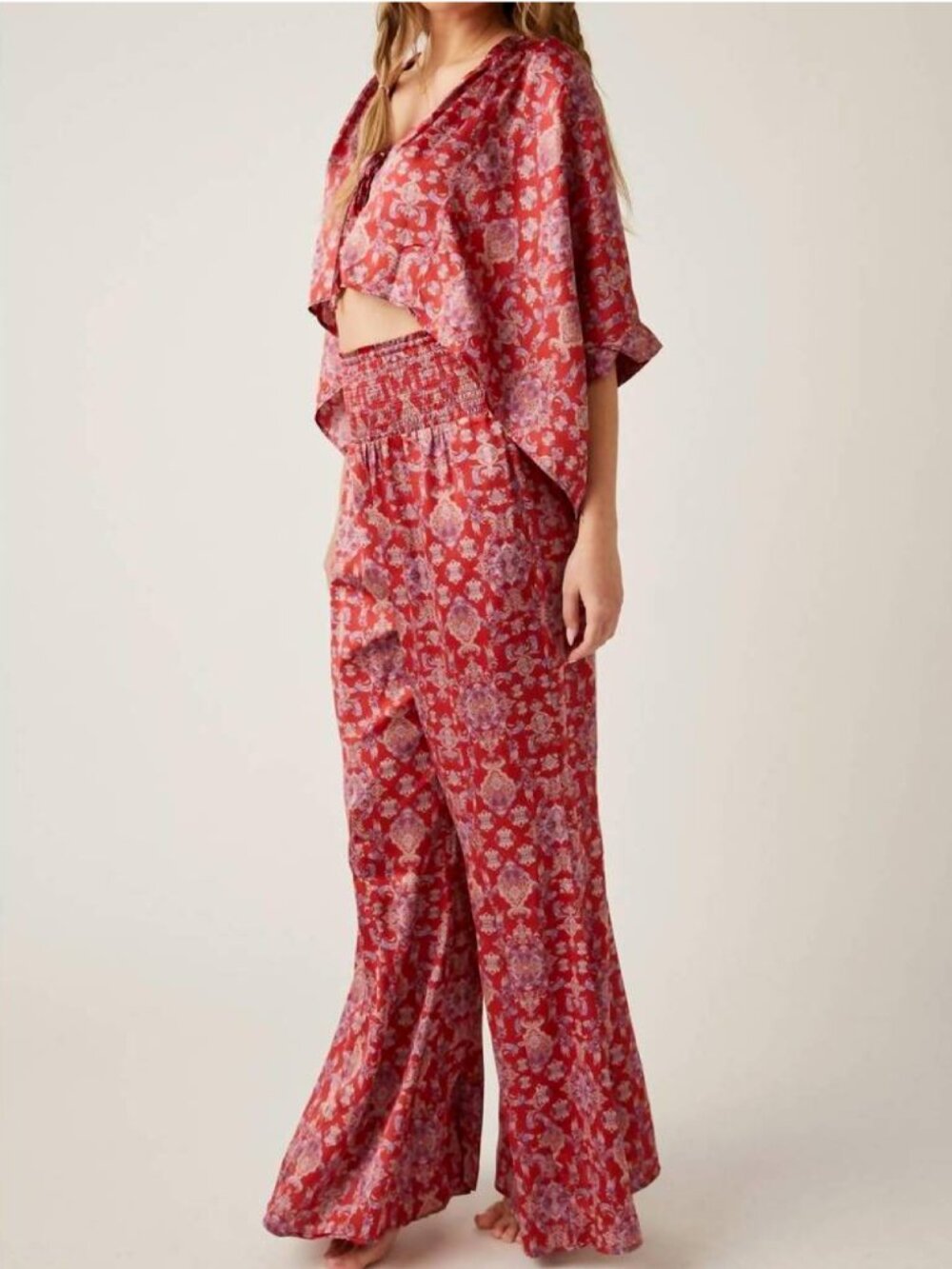 Free People Misty Mornings Sleep Set In Red Combo Matching Set Pajamas M
